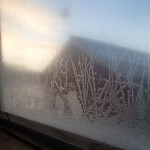 Rimfrost fönsterruta inifrån